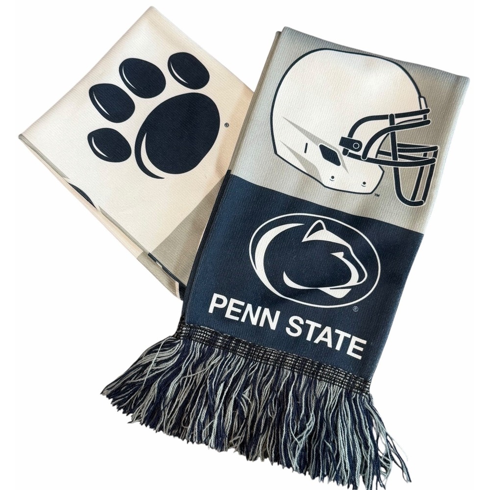 Penn State College Nittany Lions Football Reversible Scarf W/logo Paw Print